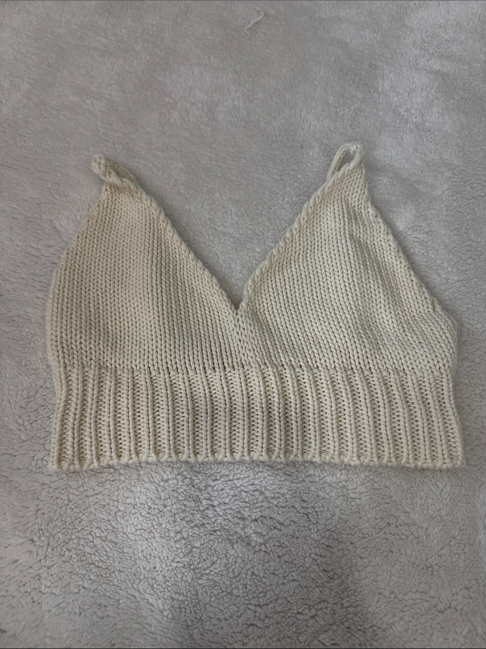 Brandy Melville Cream Knit V-Neck Bralette